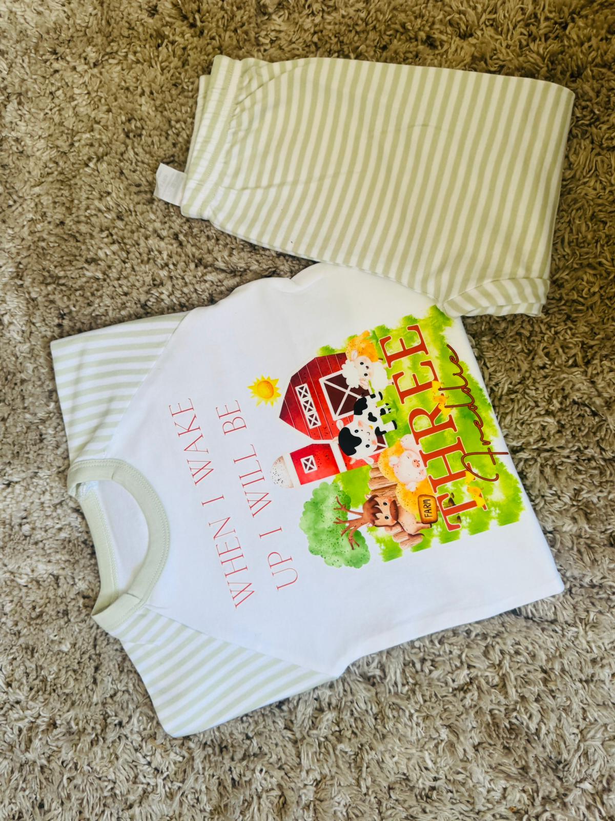 PERSONALISED FARM THEME BIRTHDAY PJS WHEN I WAKE UP