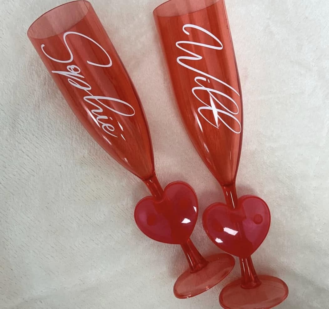 personalised red plastic flute