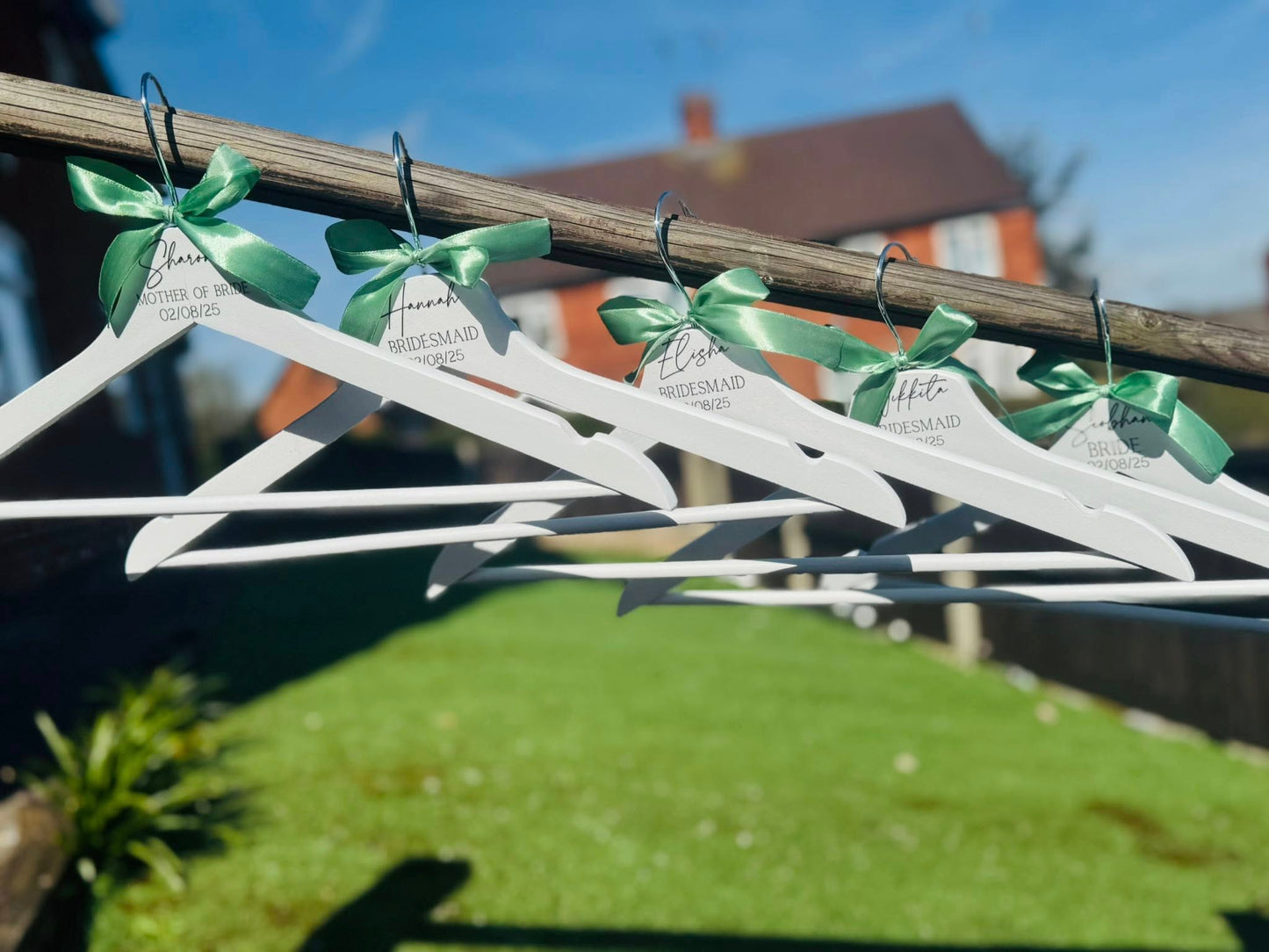 PERSONALISED WEDDING WOODEN WHITE COAT HANGERS