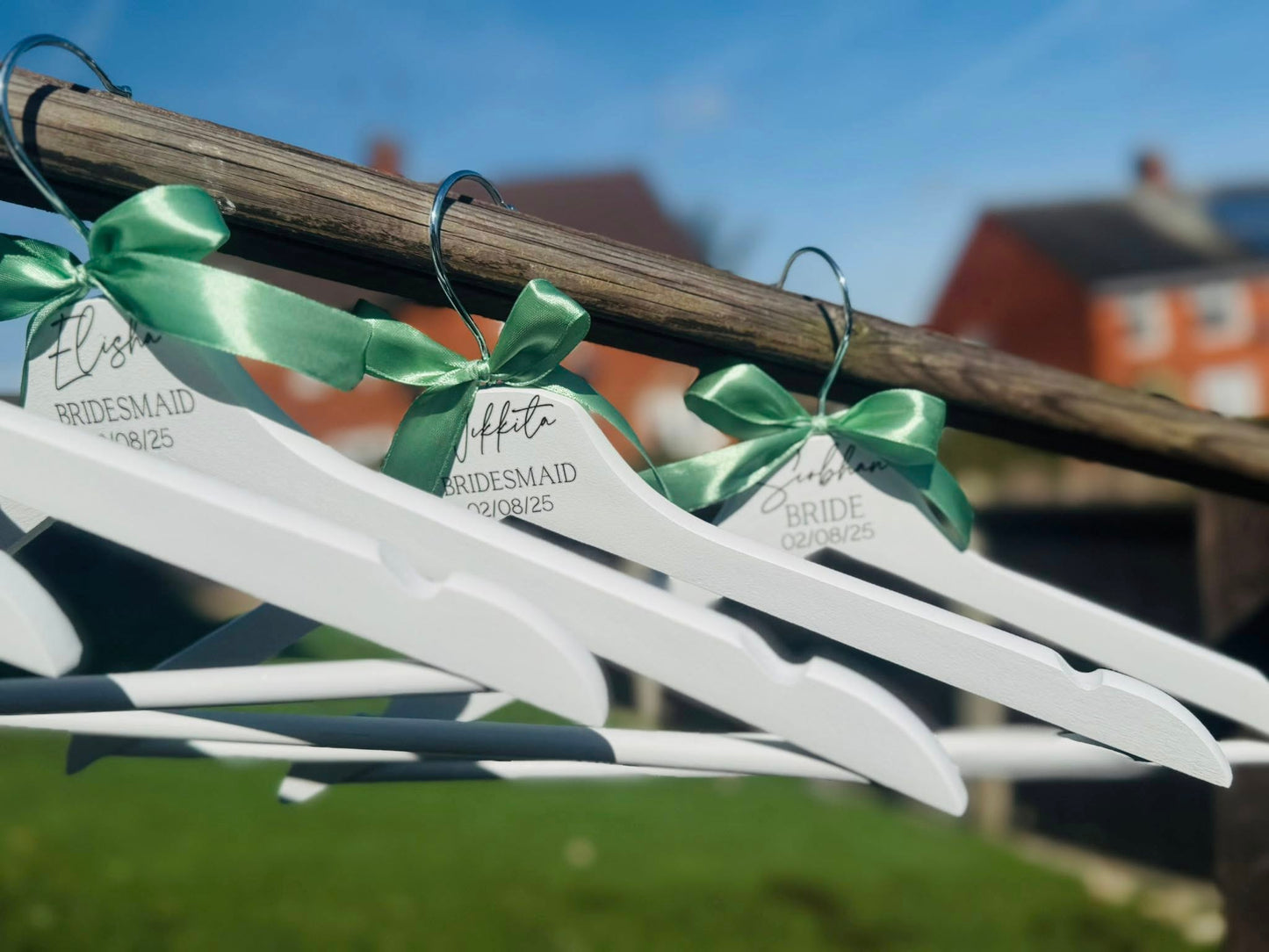 PERSONALISED WEDDING WOODEN WHITE COAT HANGERS