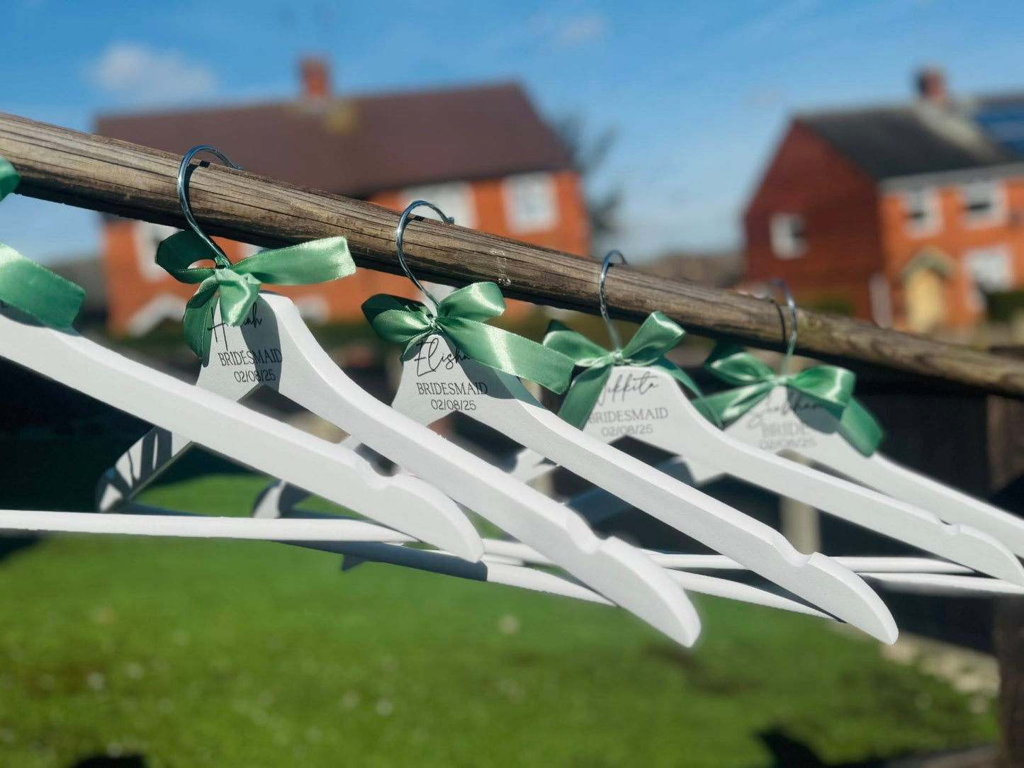 PERSONALISED WEDDING WOODEN WHITE COAT HANGERS