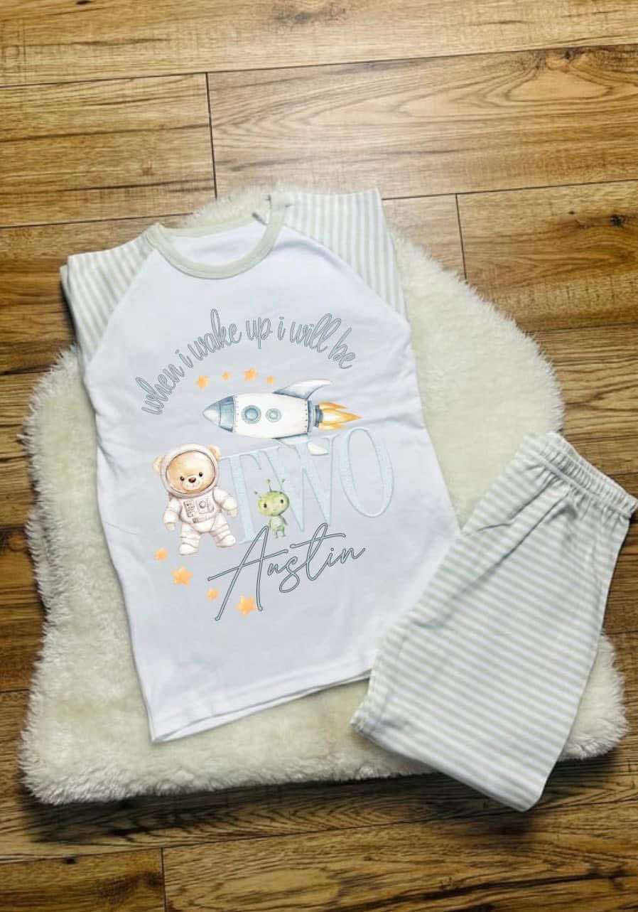 ASTRONAUT SPACE THEME STRIPE BIRTHDAY PJS