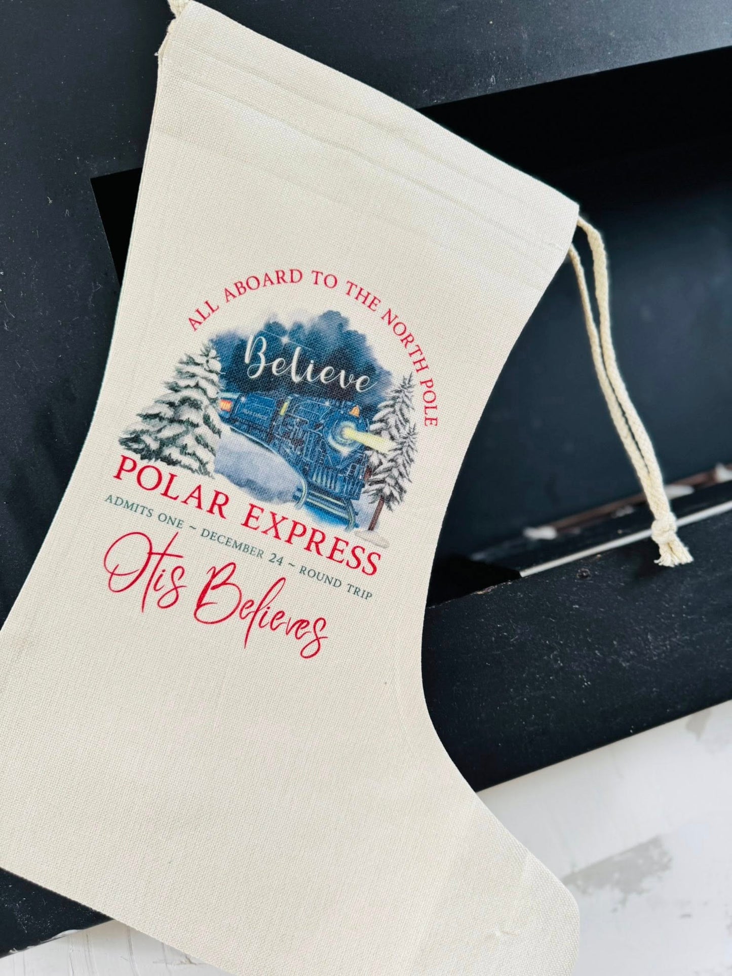 ALL ABOARD THE POLAR EXPRESS PERSONALISED CHRISTMAS STOCKING