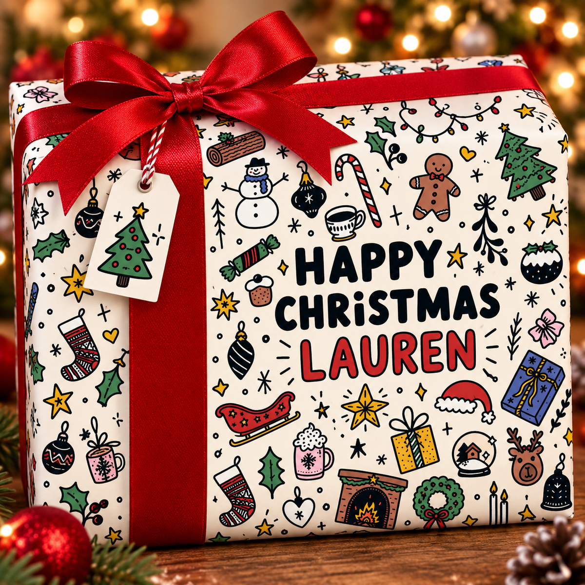 COLOURFUL DOODLE PERSONALISED WRAPPING PAPER