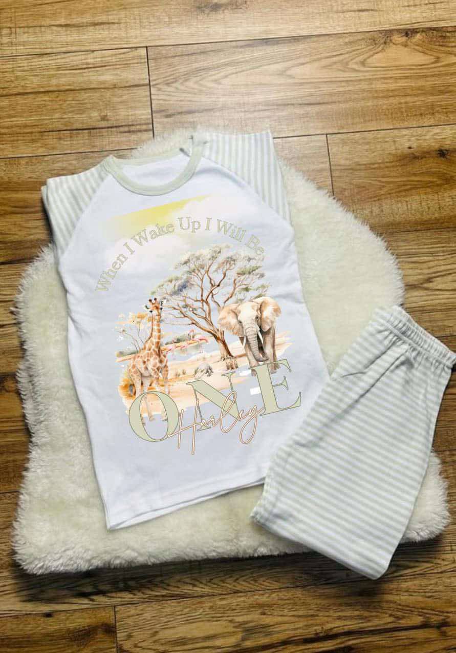 SAFARI COTTON PERSONALISED BIRTHDAY PJS