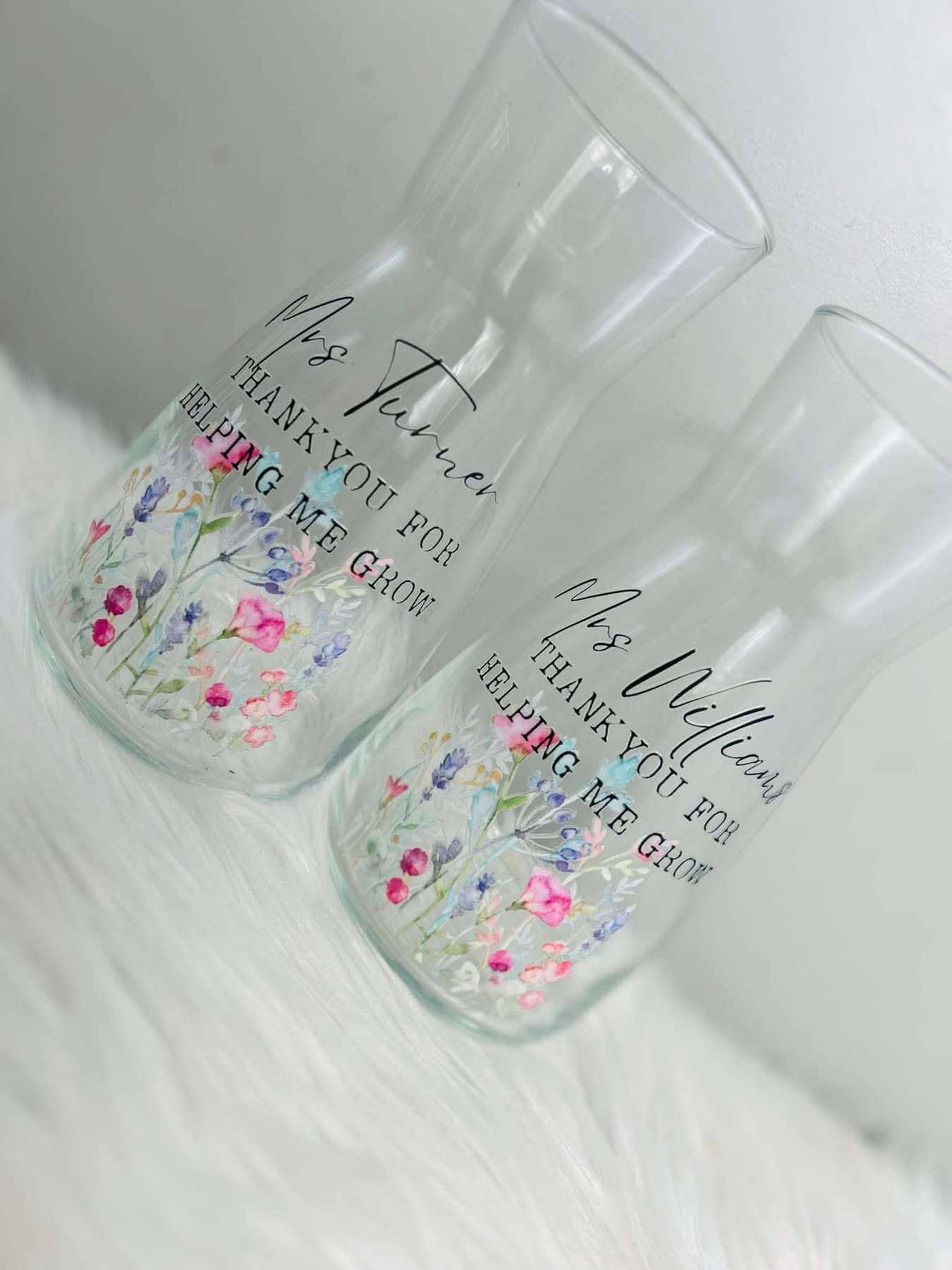 PERSONALISED TEACHER VASE THANK YOU FOR HELPING ME GROW