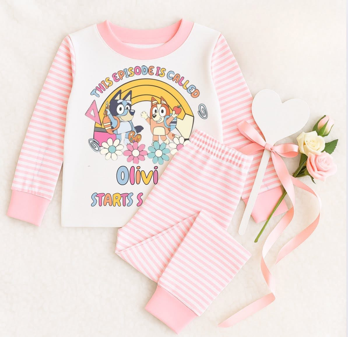 This episode is called …. Starts personalised children’s starting school/nursery pjs
