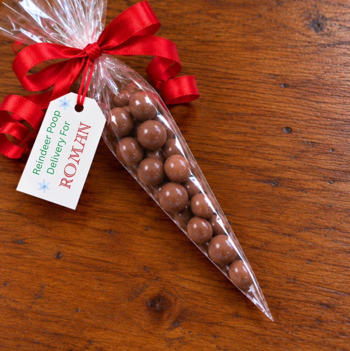 PERSONALISED REINDEER POOP SWEET CONE