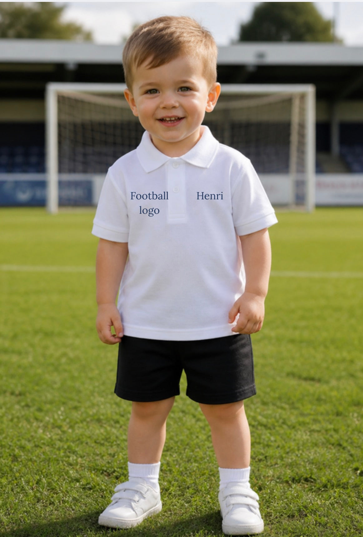 PERSONALISED FOOTBALL WHITE POLO