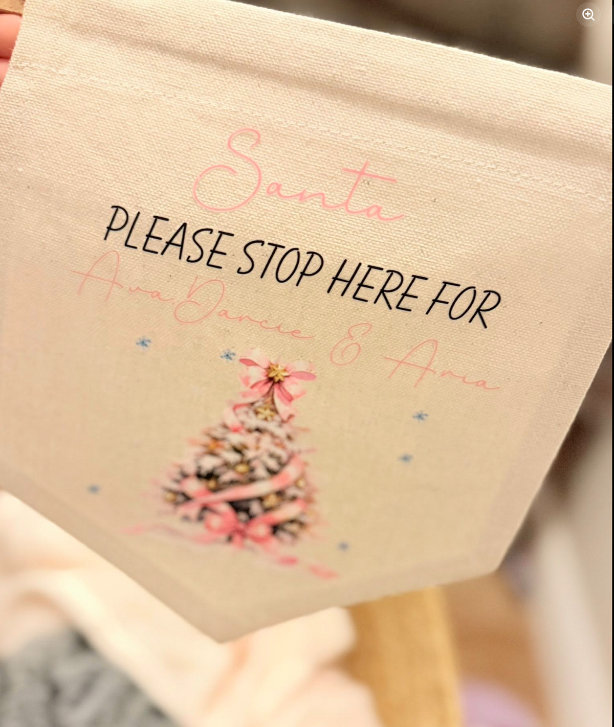 PINK BOW TREE SANTA STOP HERE FOR
