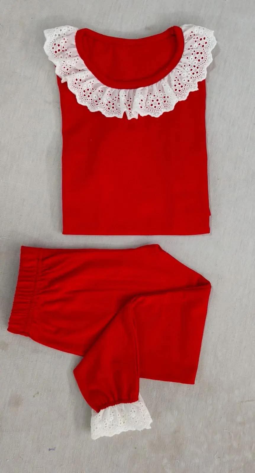 White trim frill pjs personalised