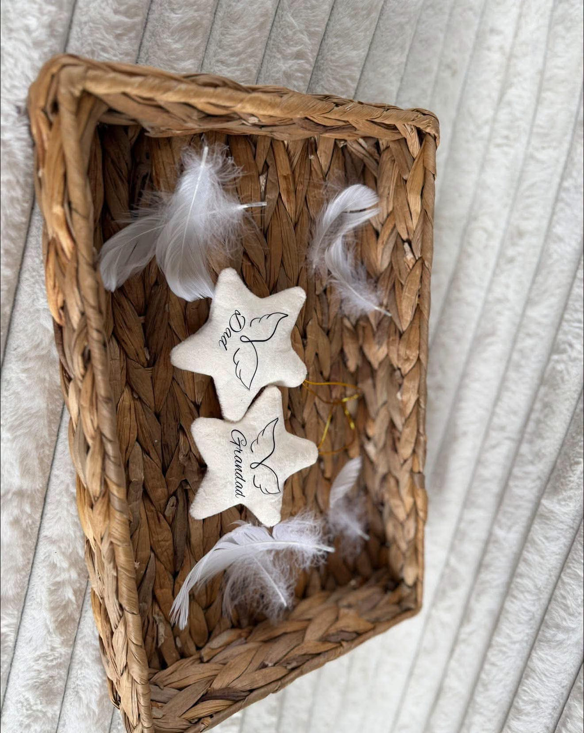 Personalised memorial cream star tree decoration