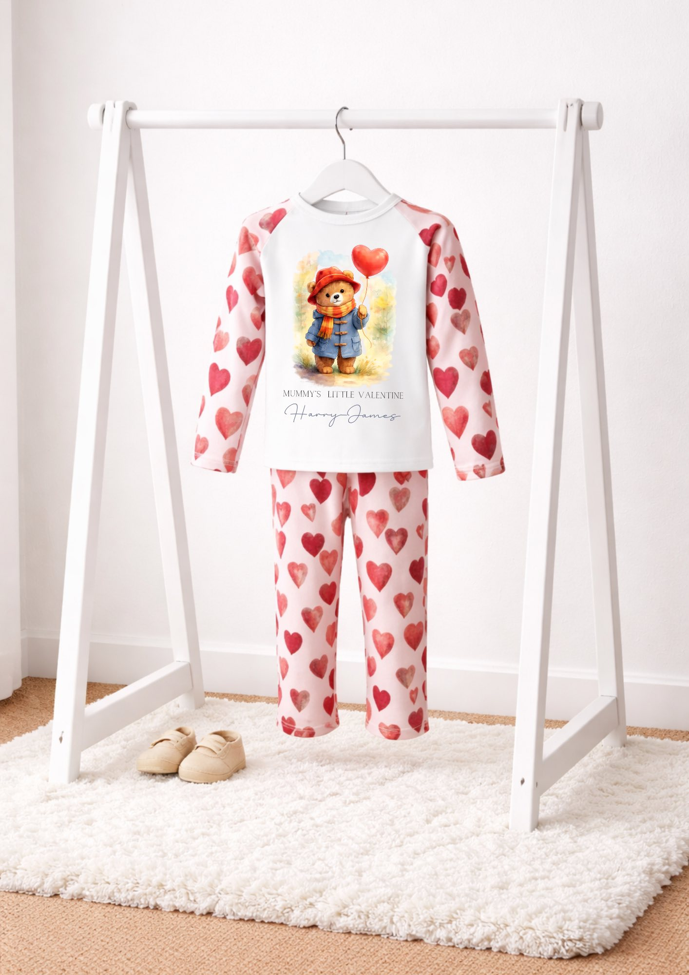 pad bear inspired valentines days personalised pjs