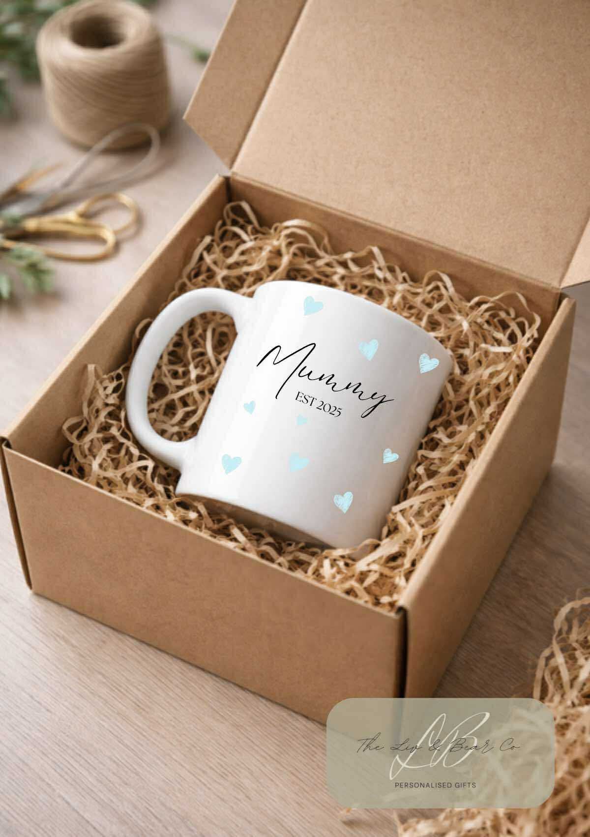 PERSONALISED BLUE HEART MOTHERS DAY MUG