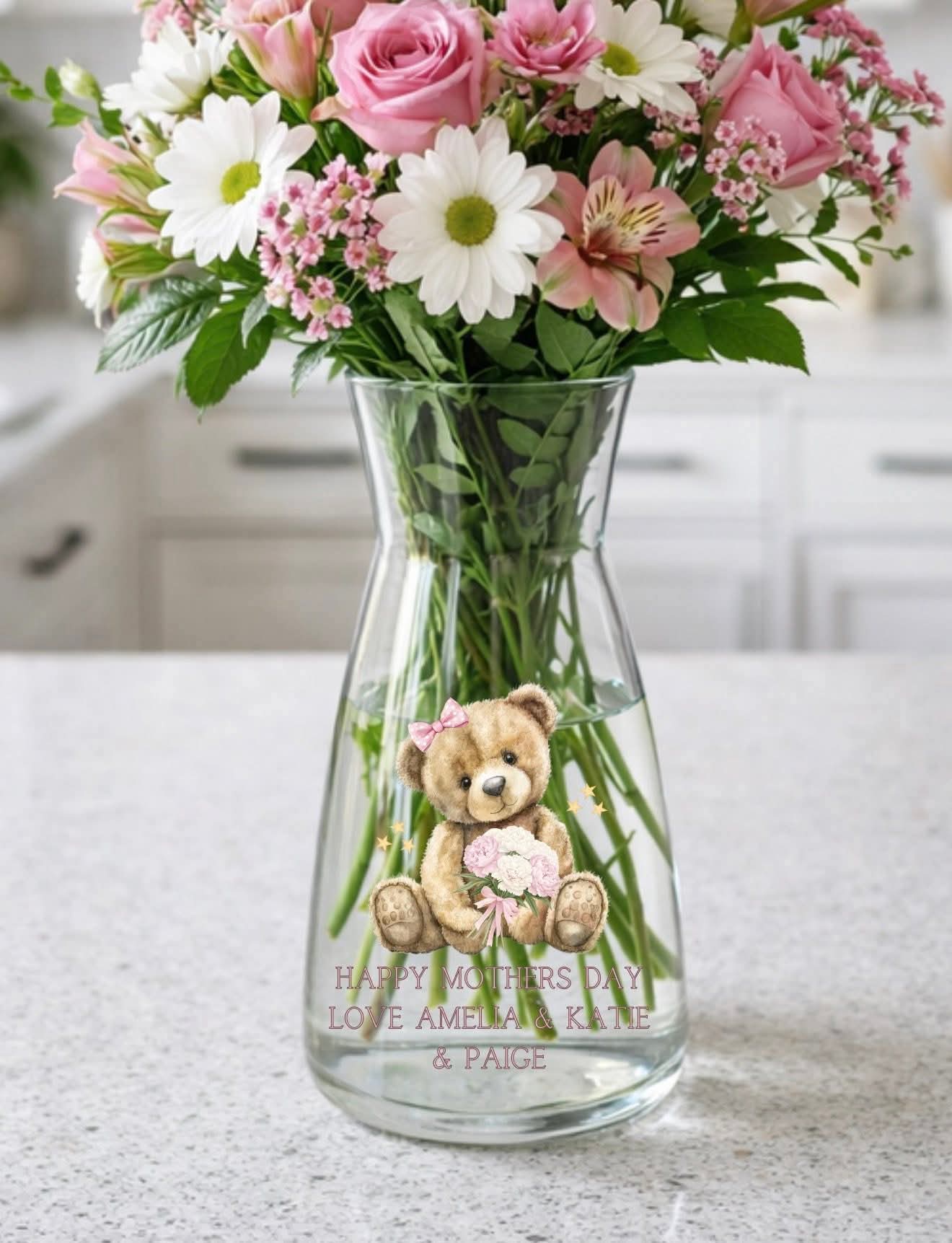 TEDDY BEAR BOUQUET DESIGN MOTHERS DAY VASE