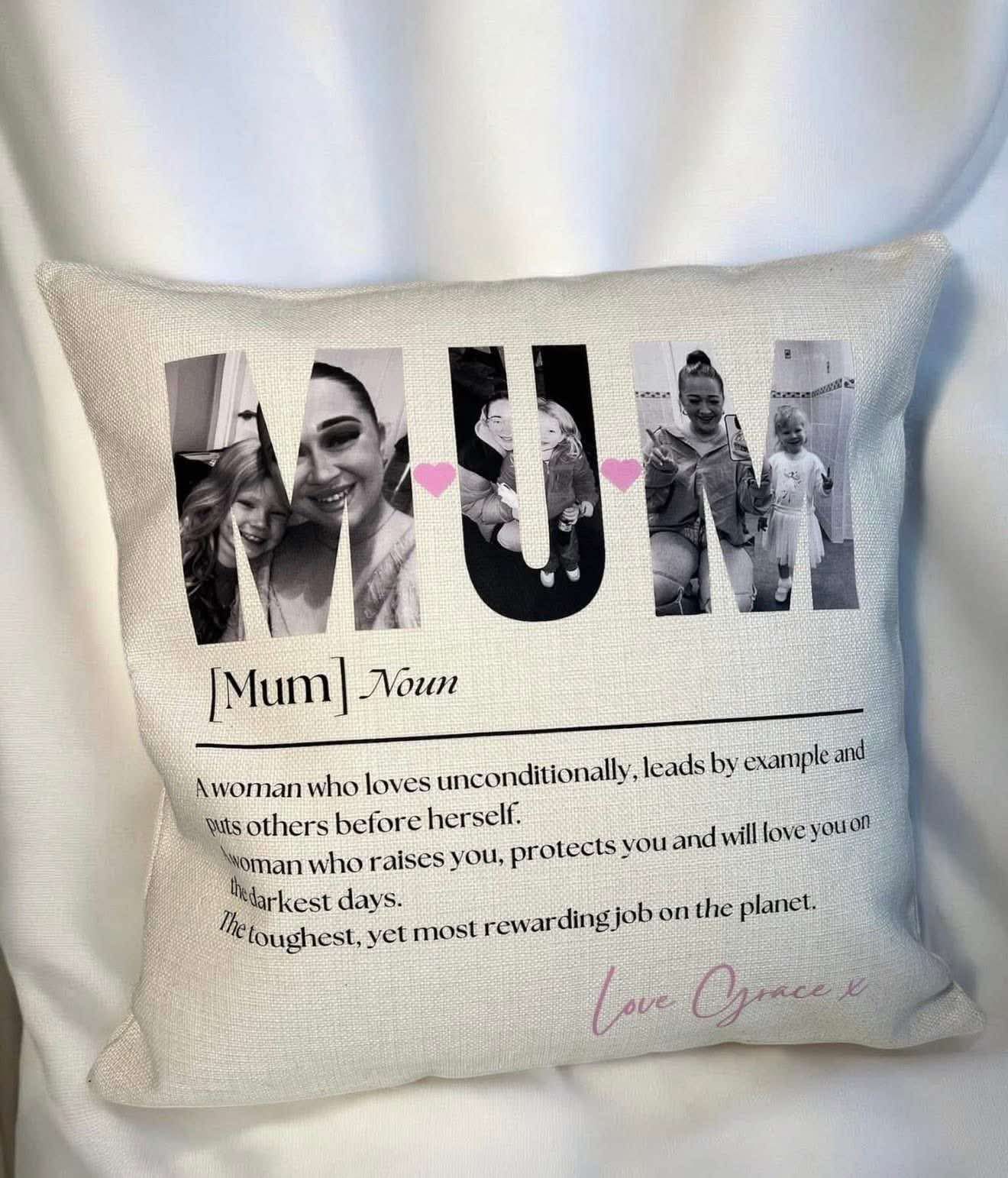 PEROSNALISED MUM PHOTO LINEN CUSHION