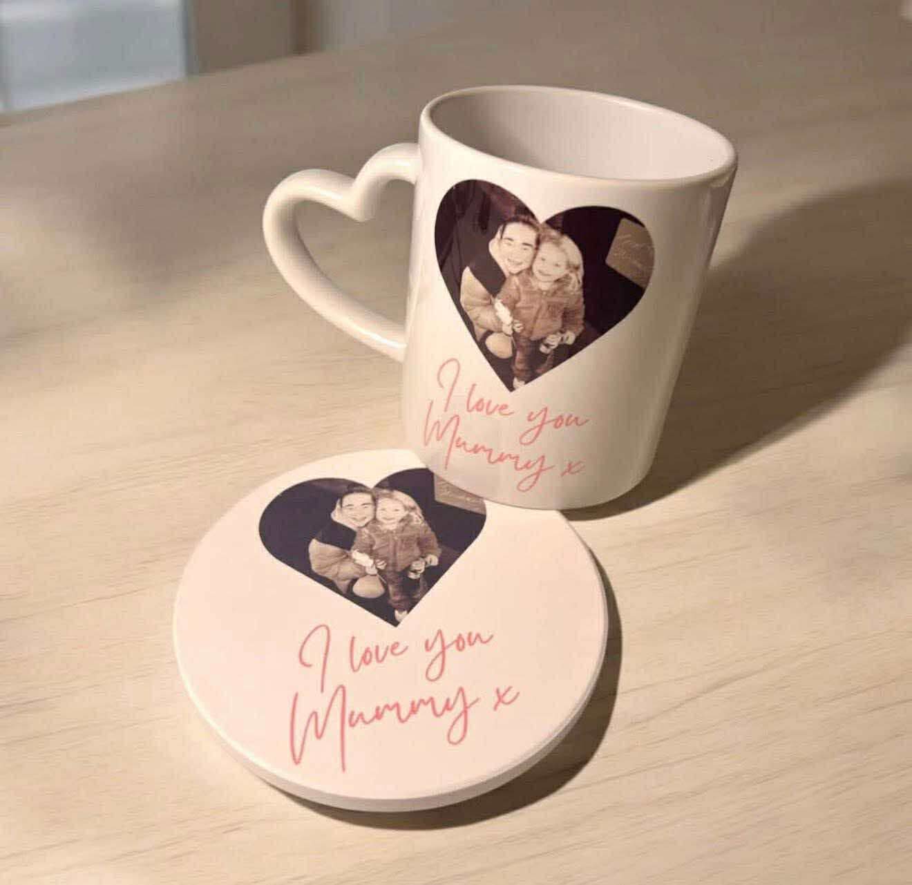 Heart mug and coaster bundle