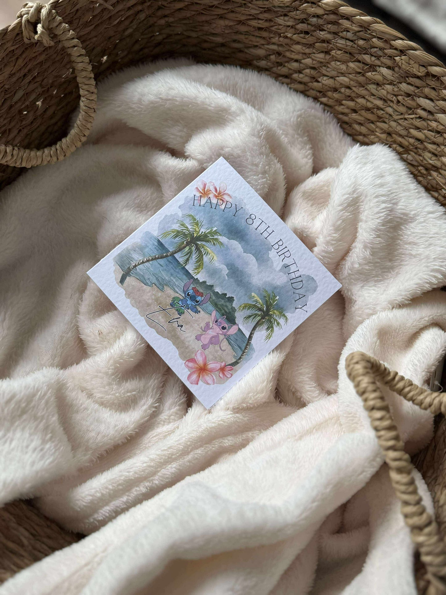 Personalised stitc.h & angel birthday card