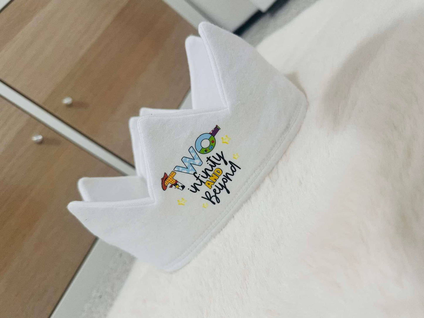 PERSONALISED WHITE TOY STORY BIRTHDAY CROWN