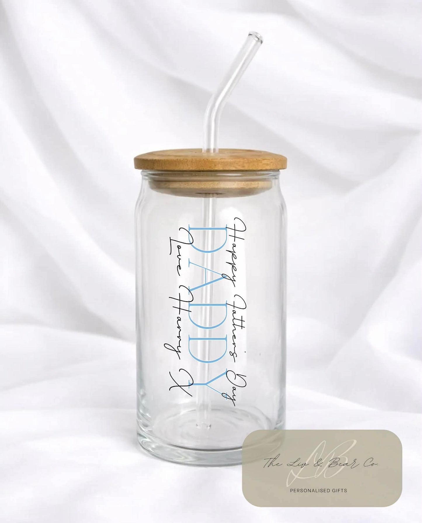 HAPPY FATHERS DAY PERSONALISES BAMBOO GLASS CAN