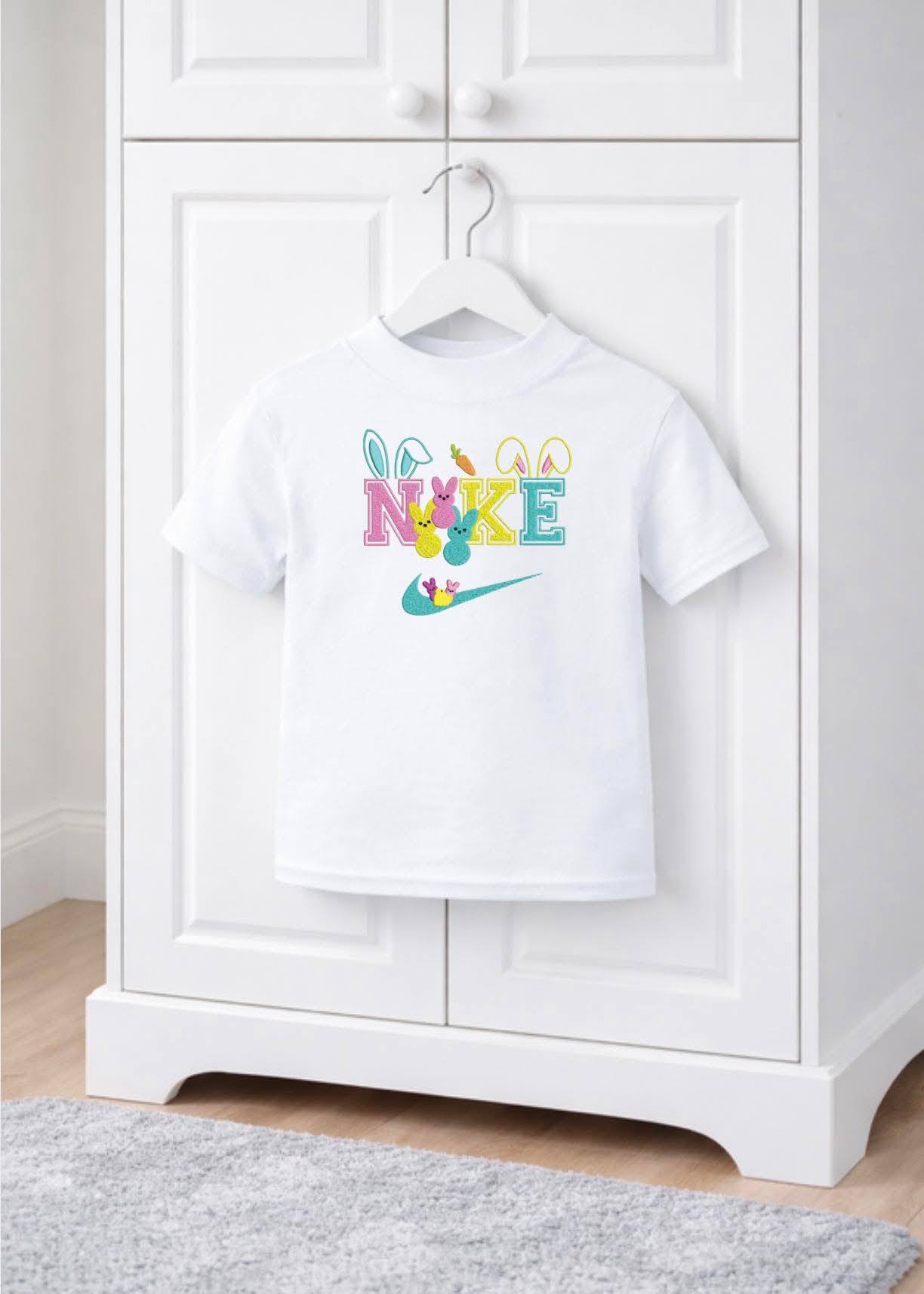 Embroidery style Easter tick design tshirt