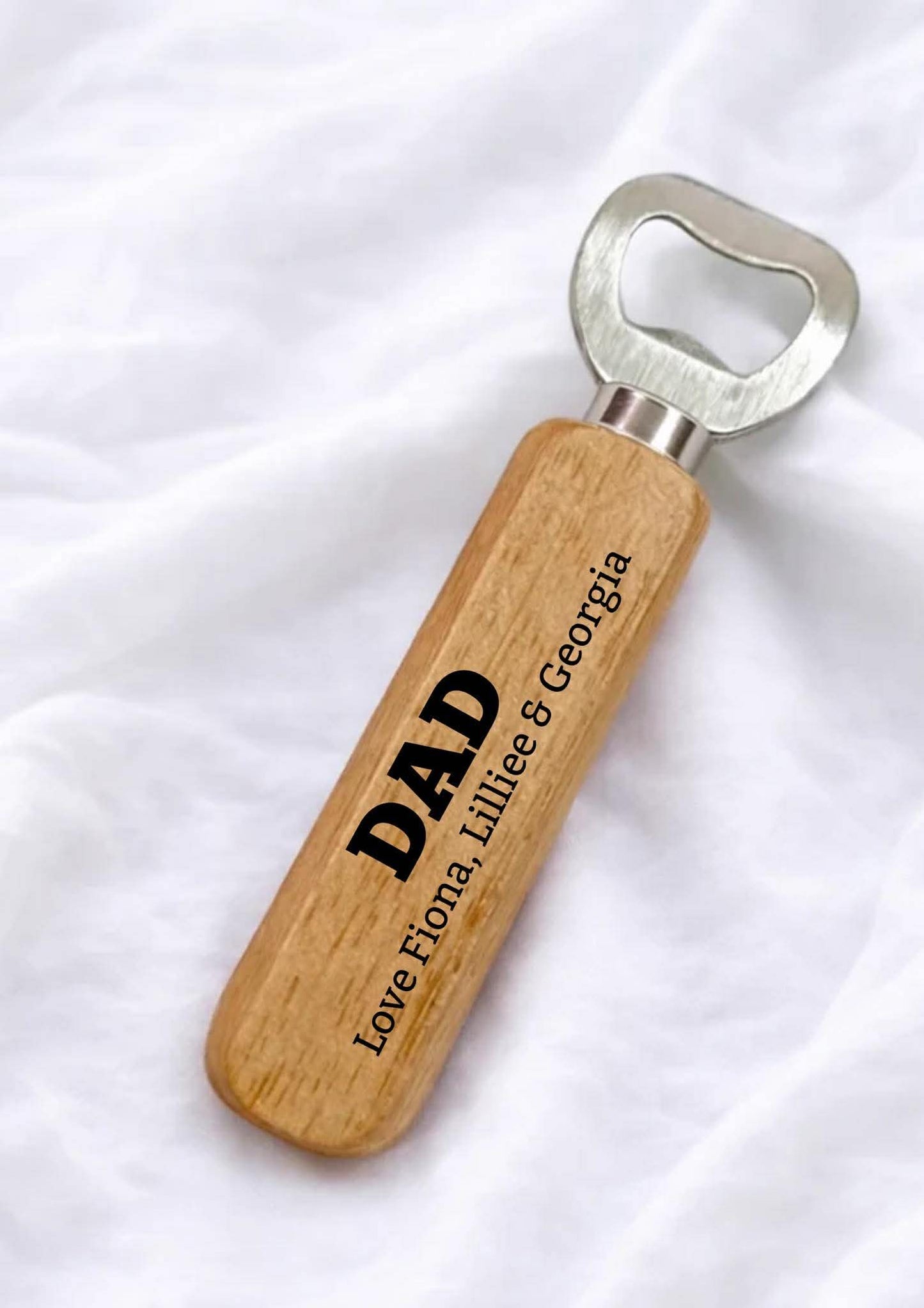 WOODEN HANDLE BOTTLE OPENER PERSONALISED
