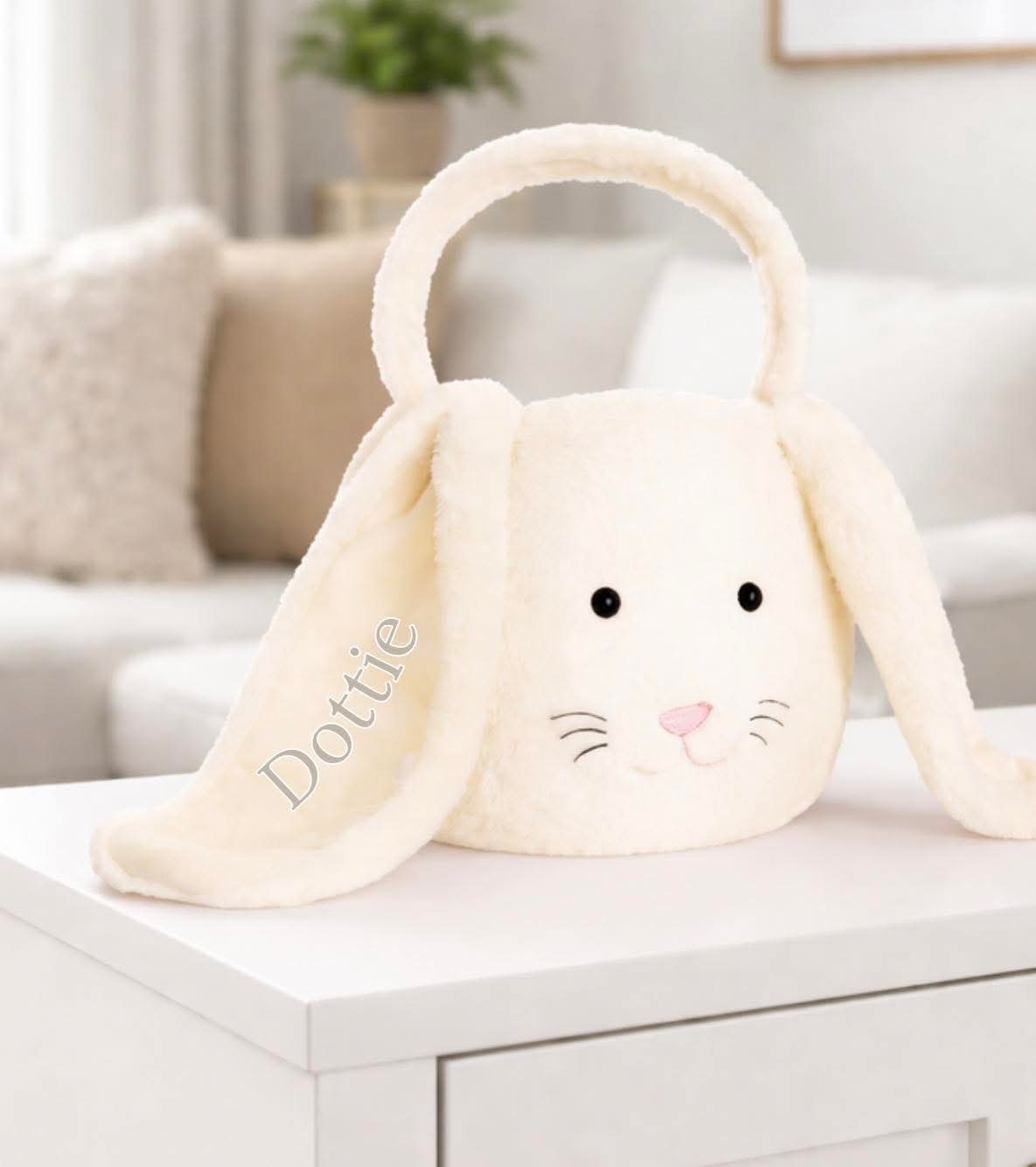 Cream personalised bunny basket