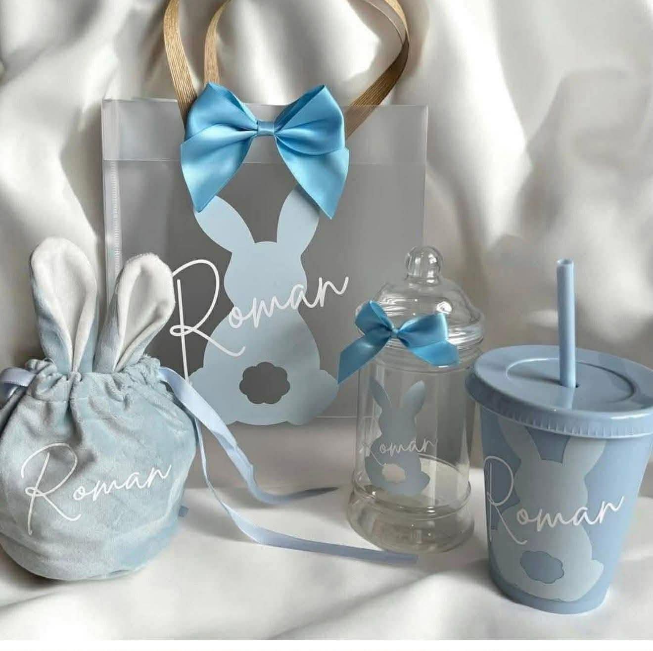 Blue bunny personalised gift set