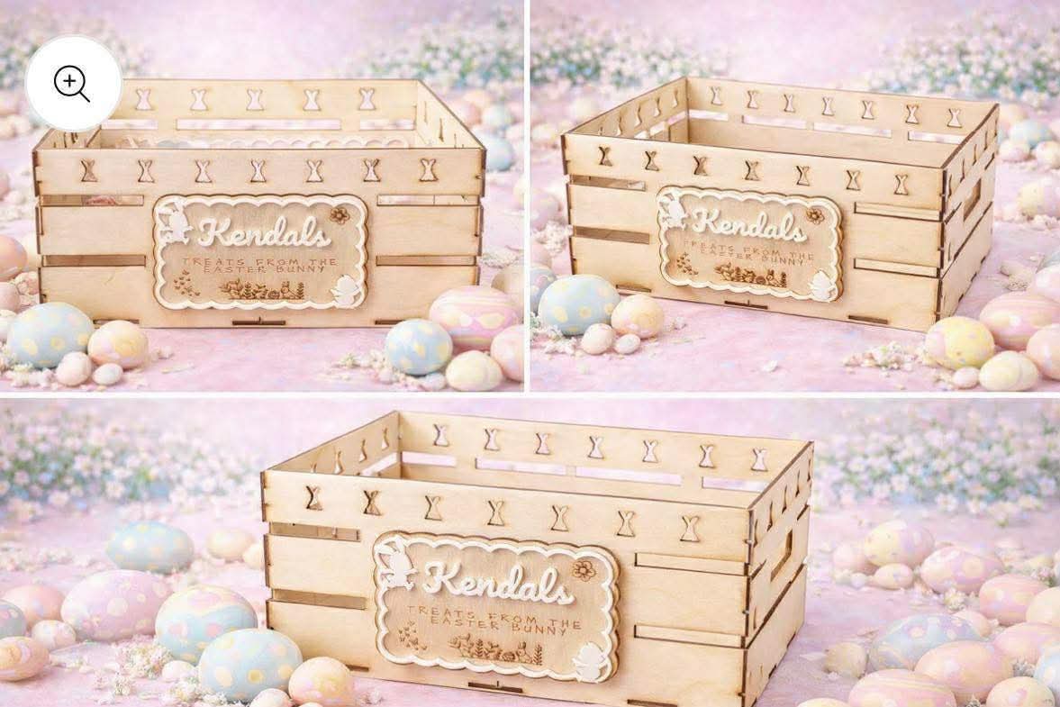 Personalised wooden Easter crates