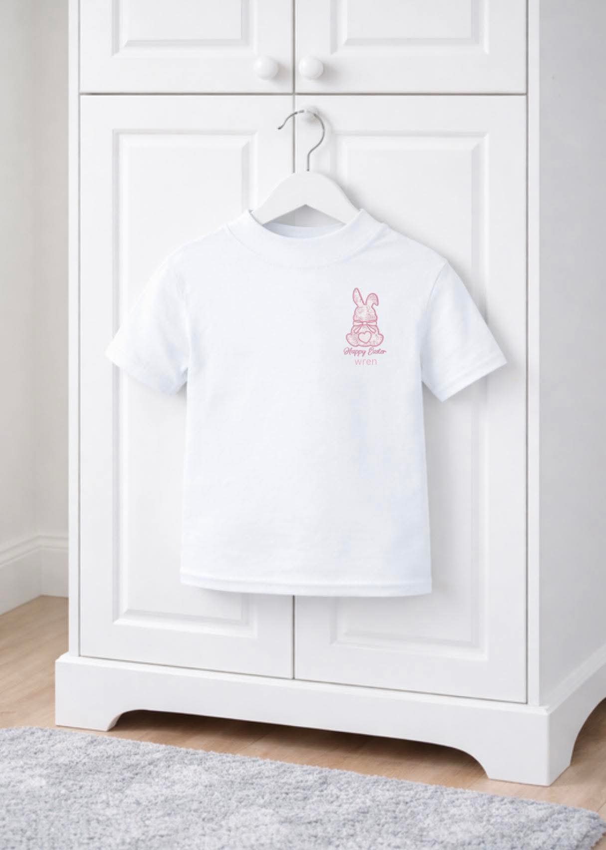 Personalised embroidery style tshirt pink
