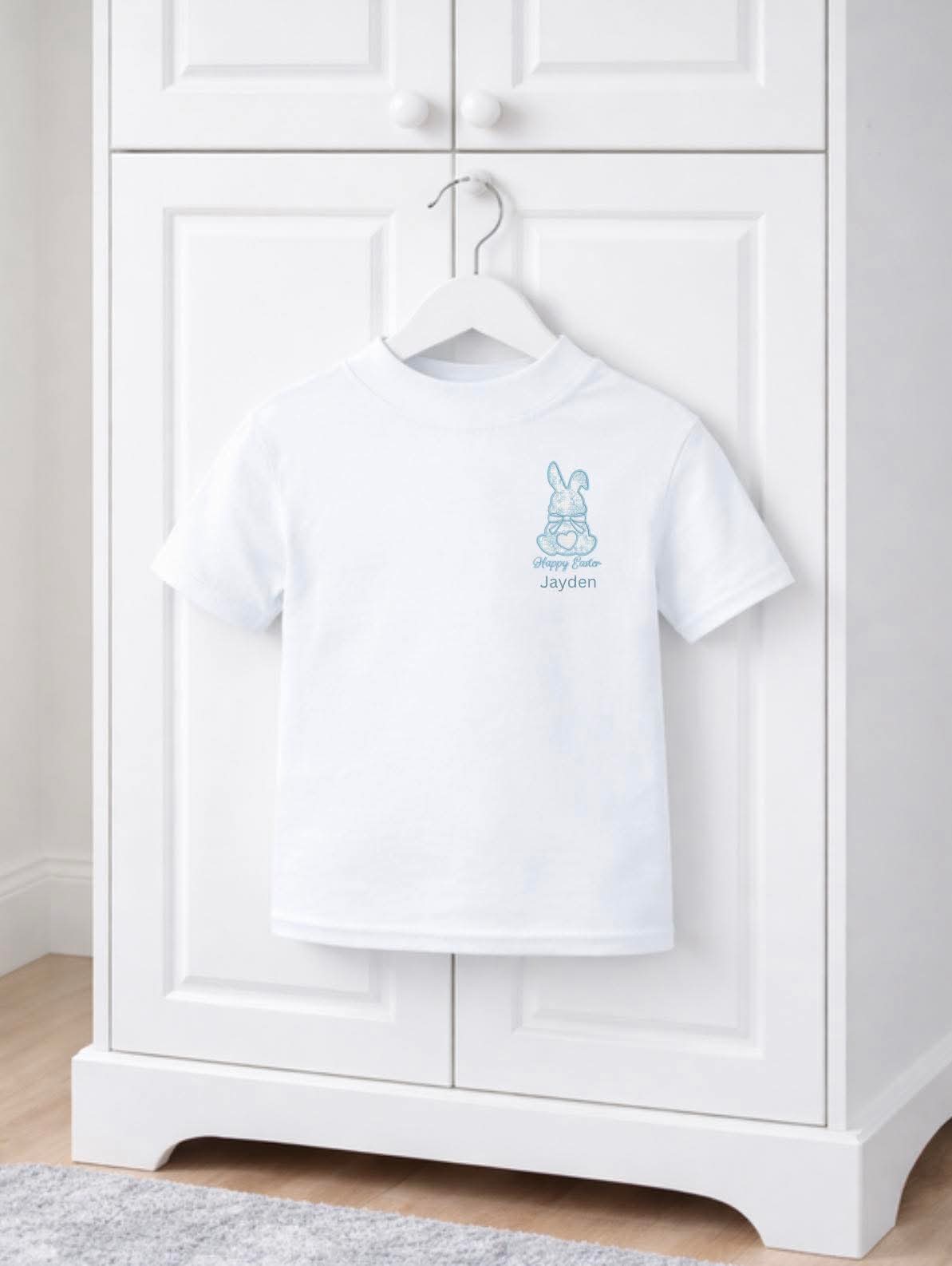 Personalised embroidery style tshirt blue