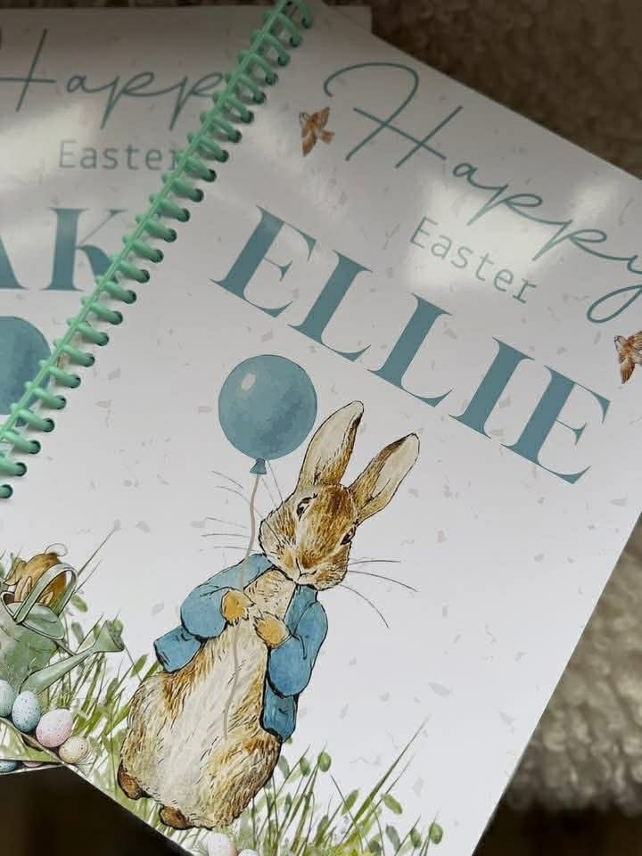 Personalised jacket bunny Easter colouring book