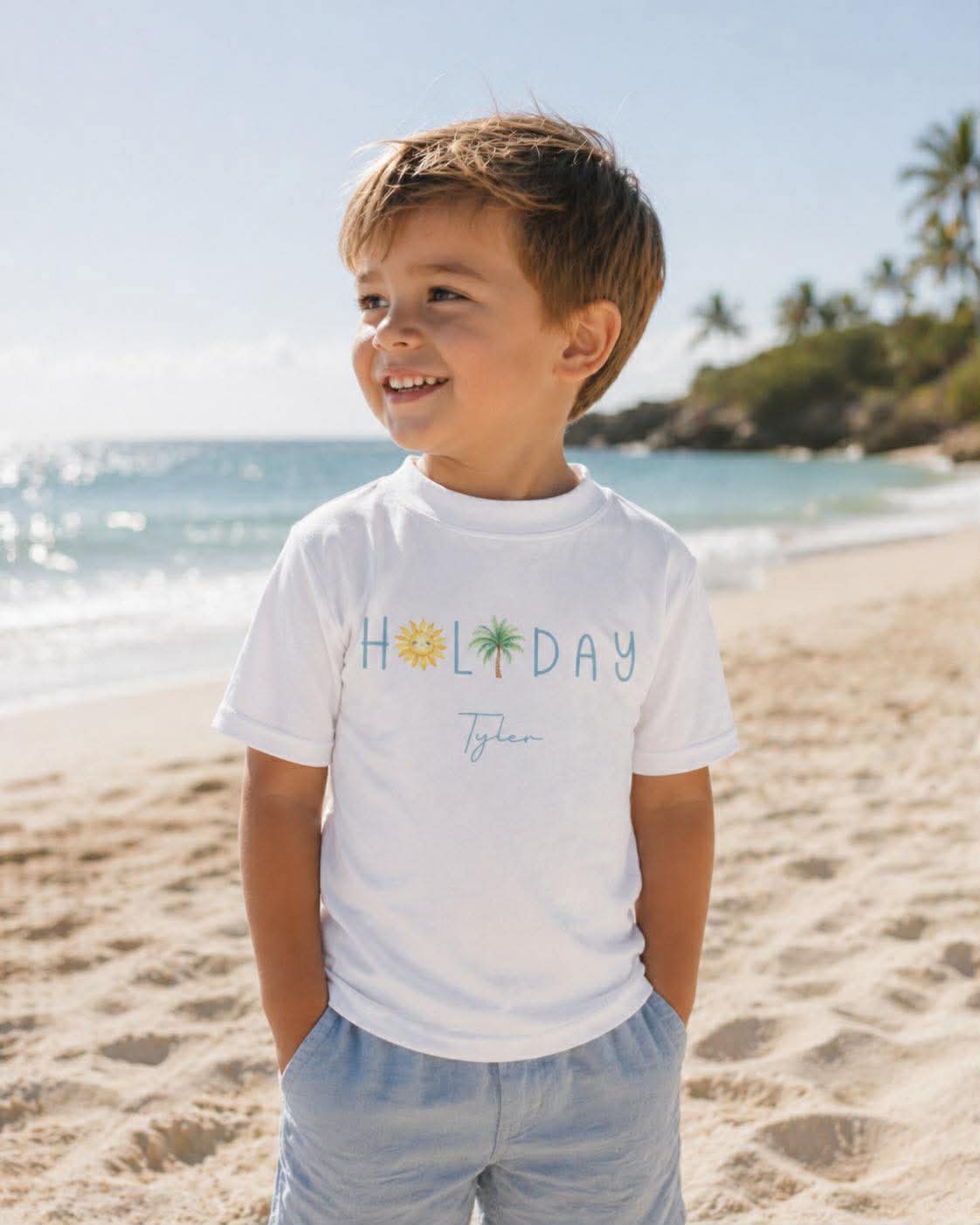 HOLIDAY BLUE PERSONALISED TSHIRT