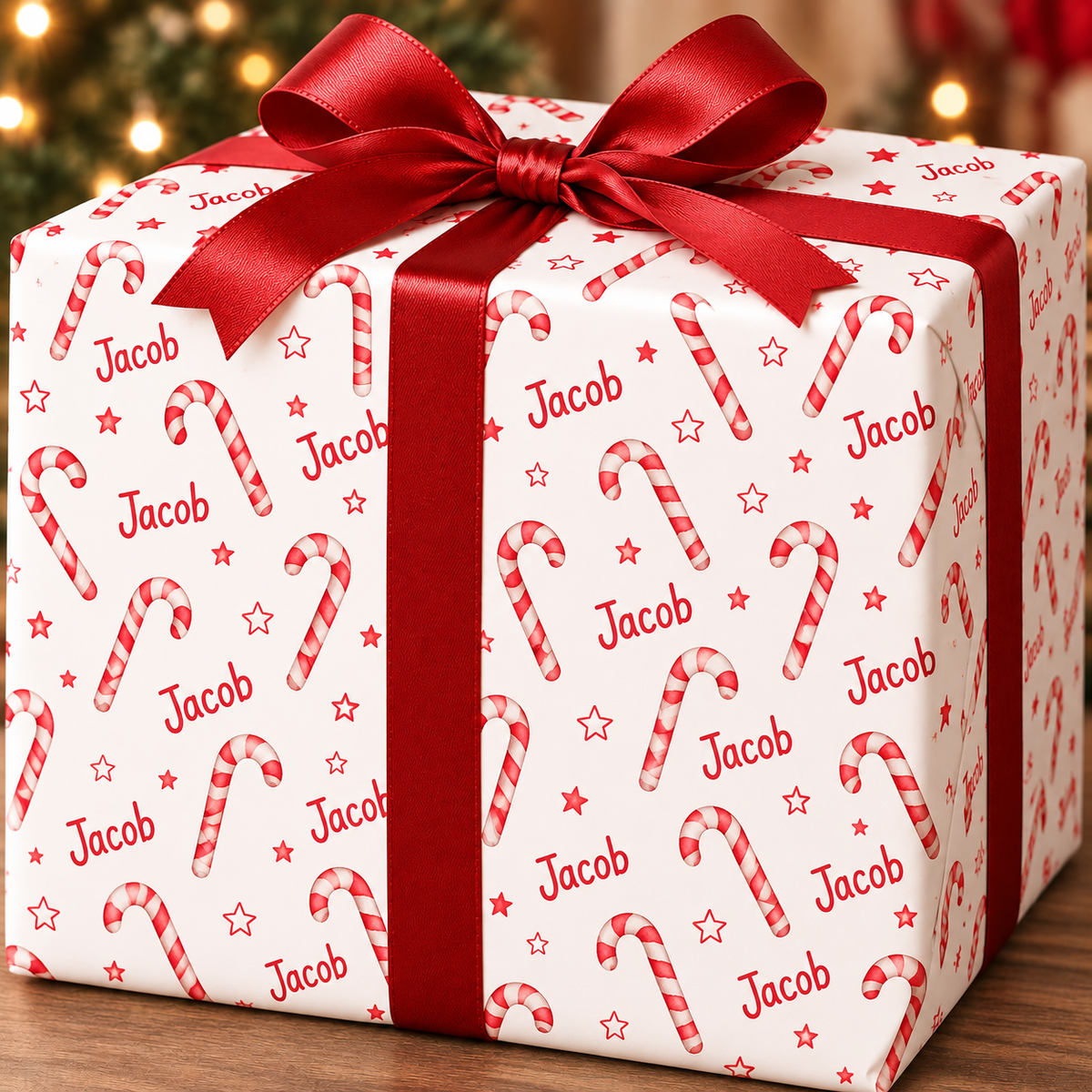 PERSONALISED CANDY CANE WRAPPING PAPER