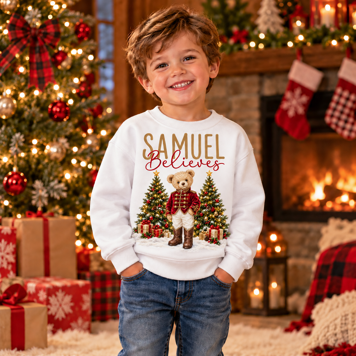 BEAR NUTCRACKER PERSONALISED BELIEVES SWEATSHIRT
