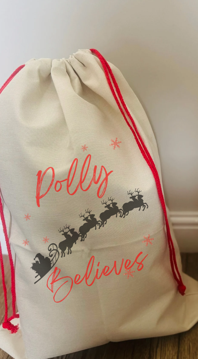 PERSONALISED BELIEVES CHRISTMAS SACK