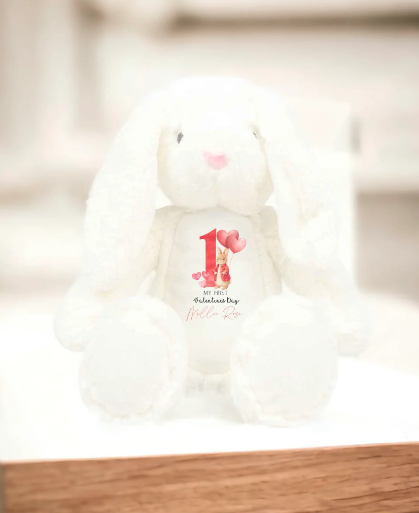 white bunny my first val day personalised bunny