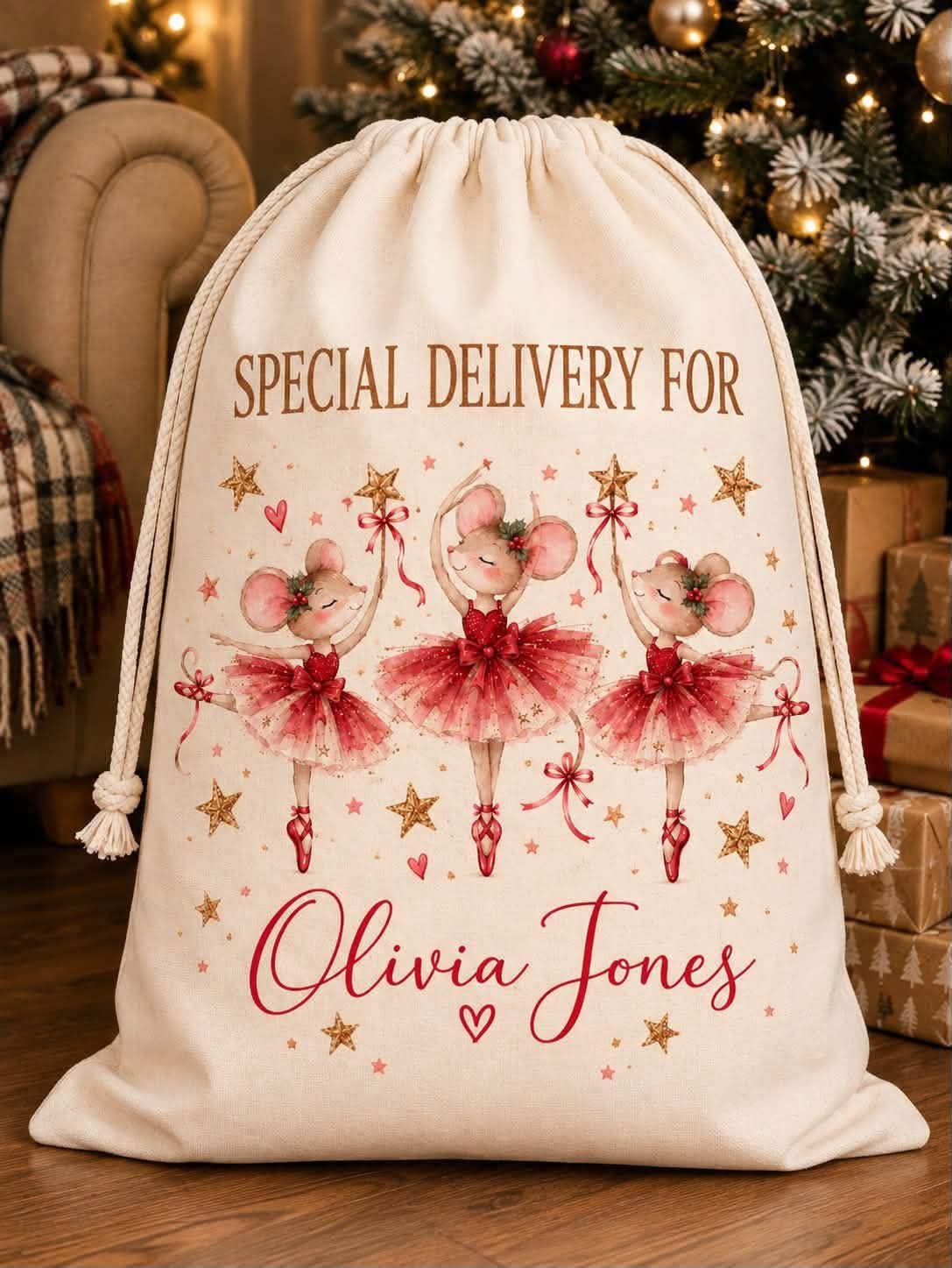 MOUSE THEME CHRISTMAS PERSONALISED SACK