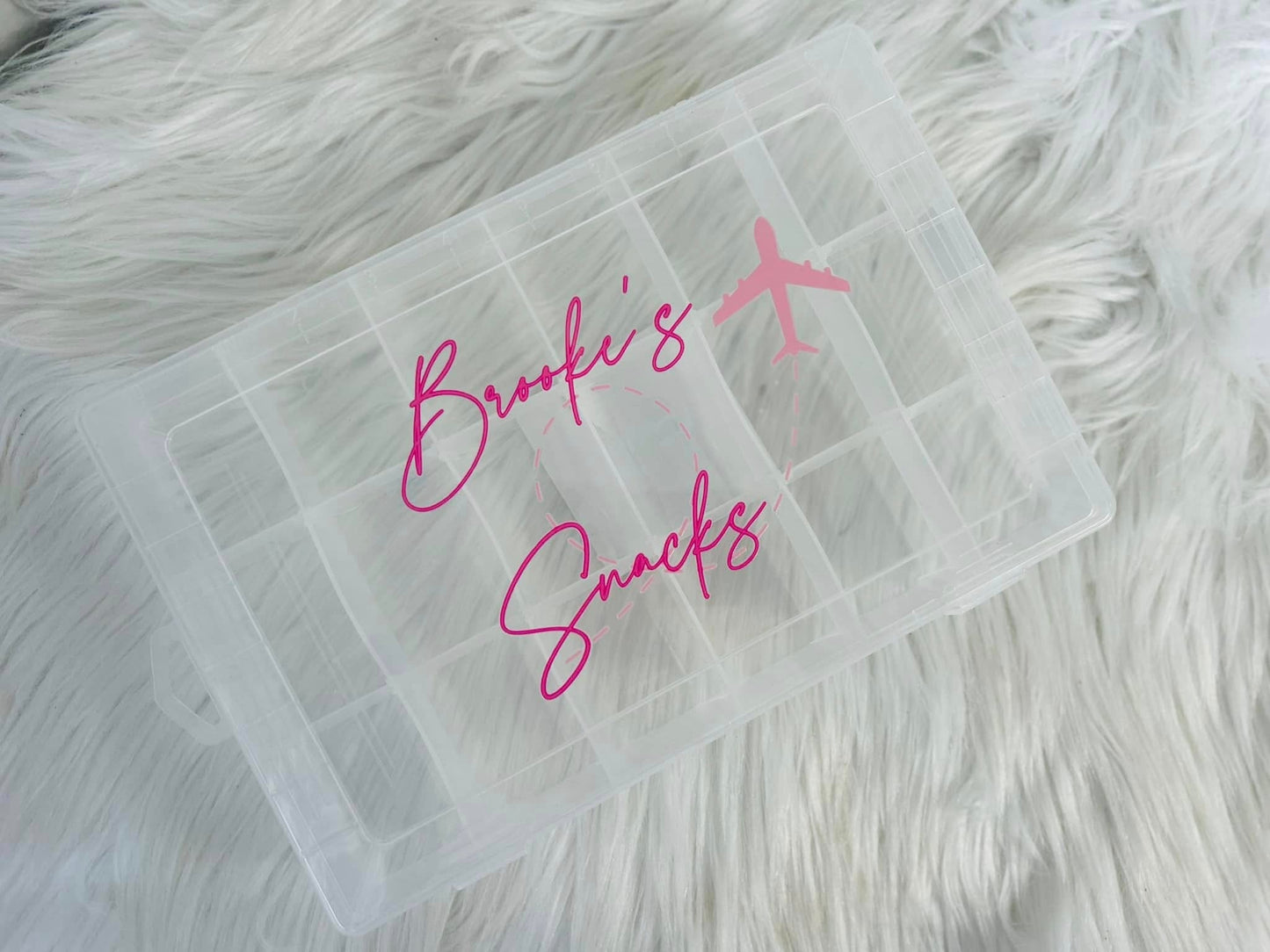 PINK PERSONALISED AIRPLANE DESIGN SNACK BOX
