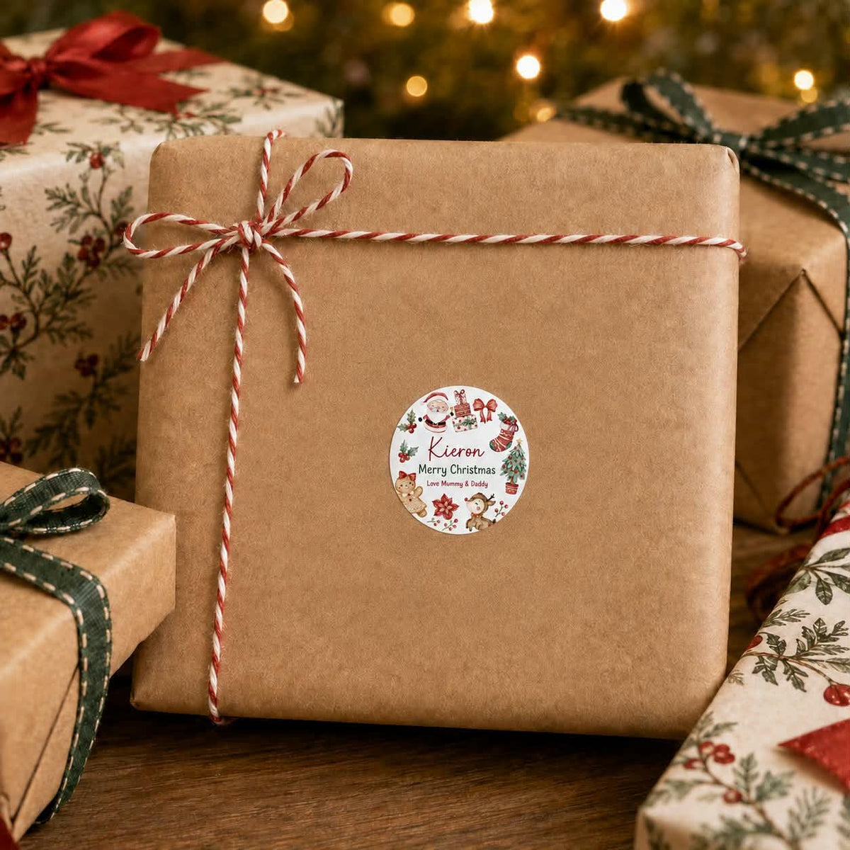 Watercolor Christmas personalised labels