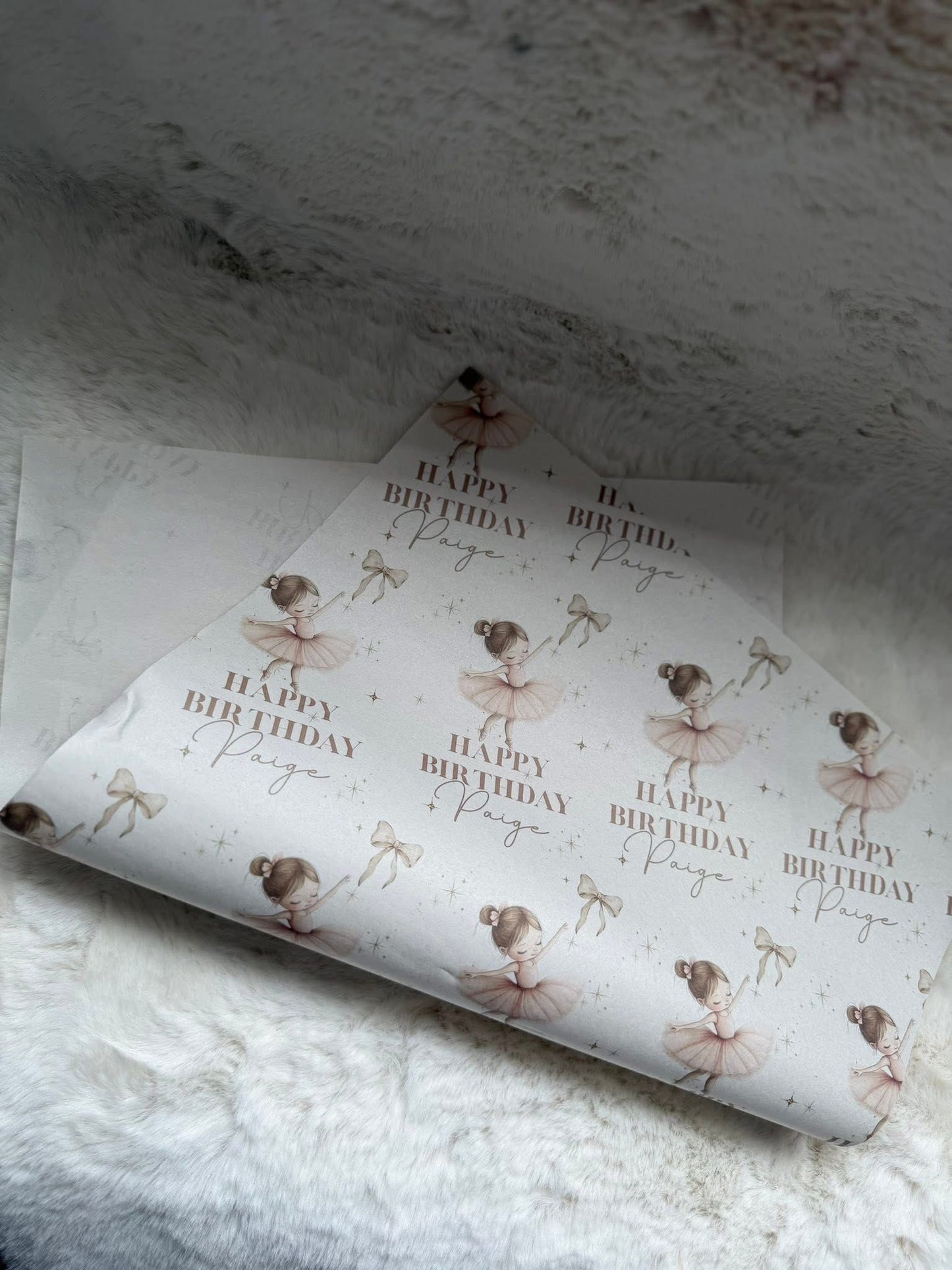 Personalised Bowrina wrapping paper ballerina/bow
