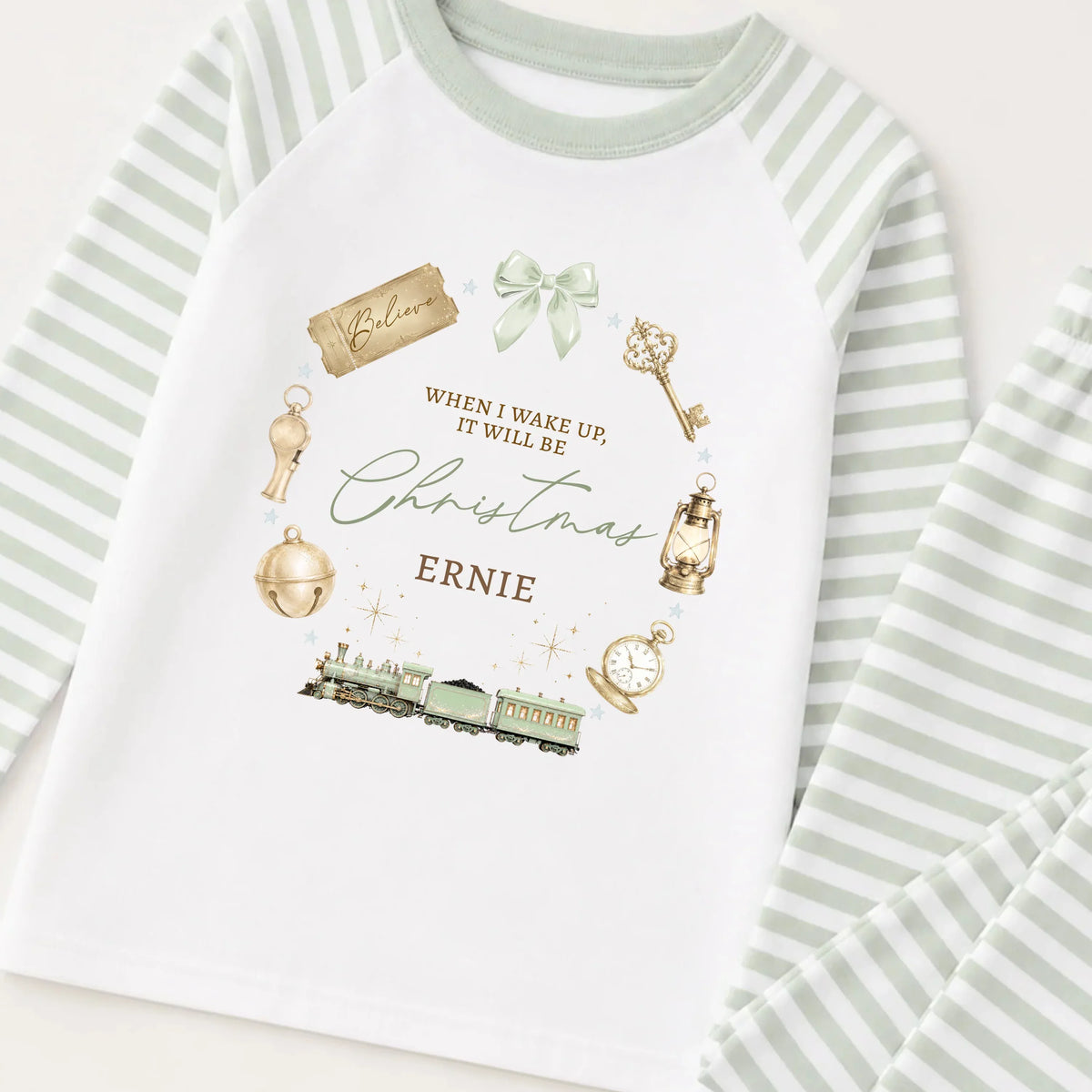WHEN I WAKE UP IT WILL BE CHRISTMAS MINT/SAGE GREEN WREATH DESIGN