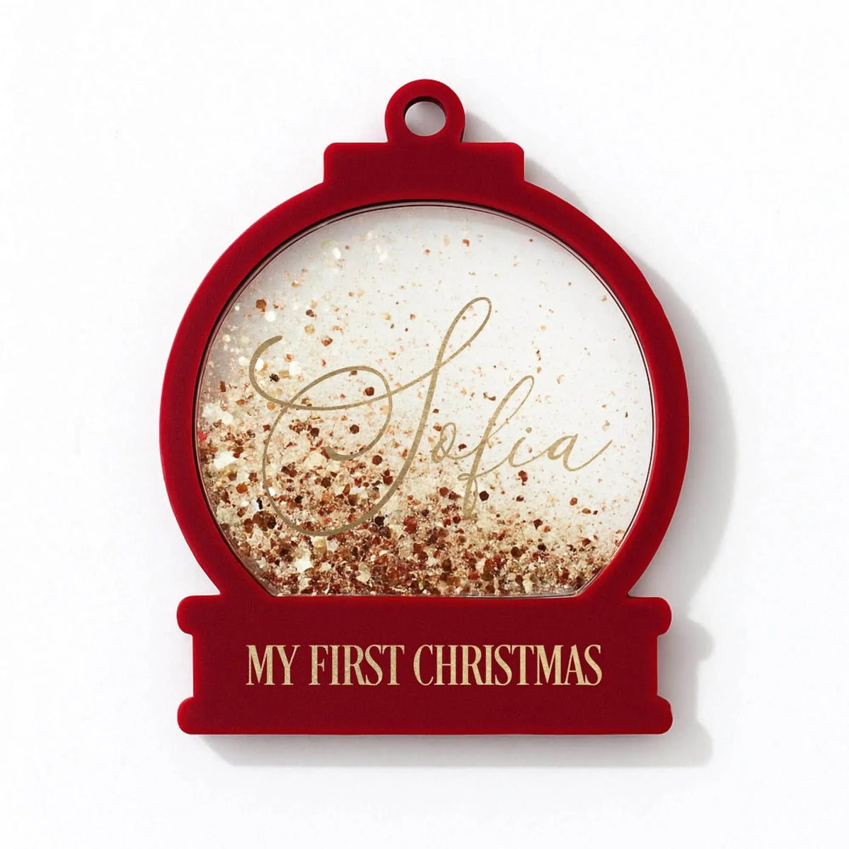 SNOWGLOBE FIRST CHRISTMAS PERSONLISED HANGING DECORATION