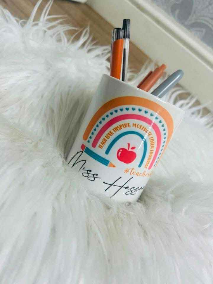 Personalised rainbow ceramic pen pot