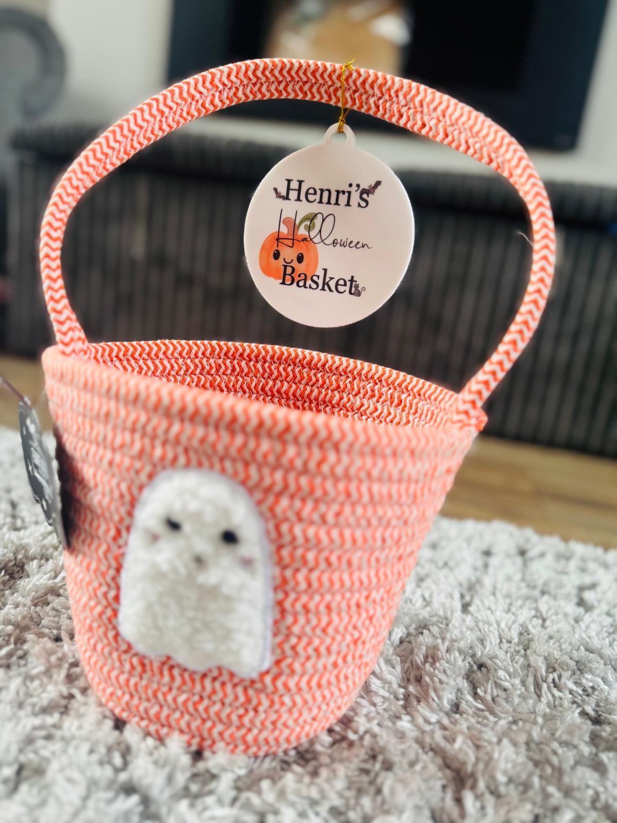 Orange ghost personalised Halloween treat basket