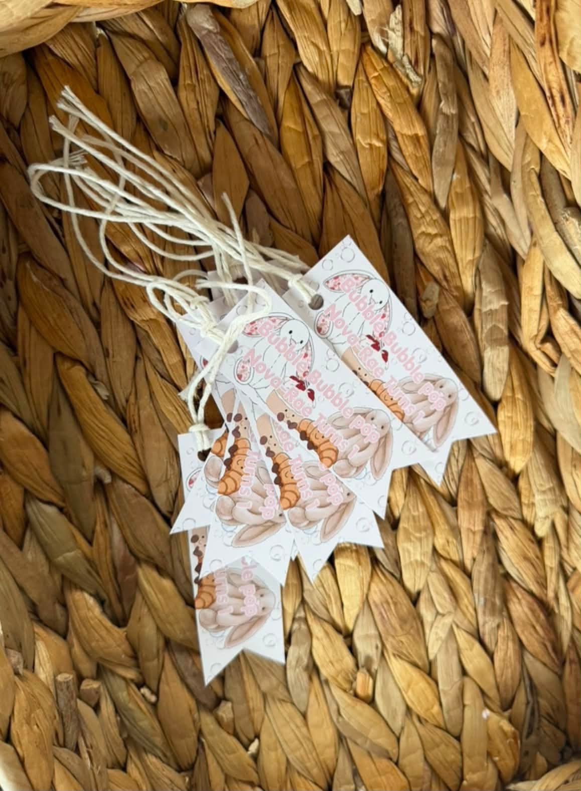 CUDDLEY BEAR THEME PERSONALSIED BUBBLE TAG