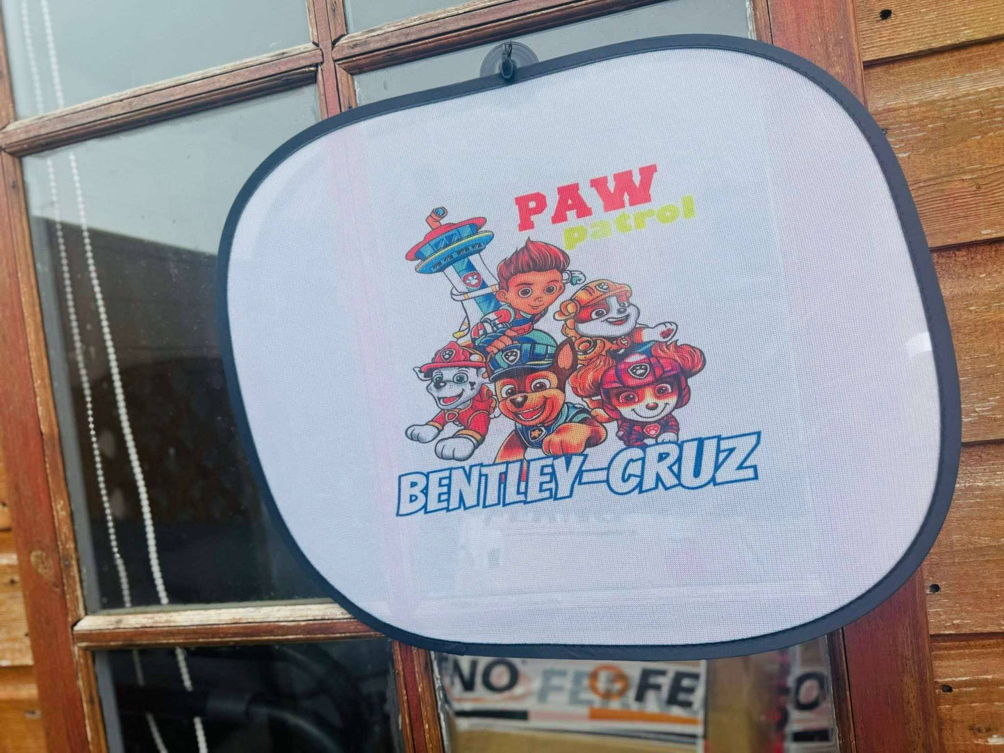 Personalised paw patrol car sun shade