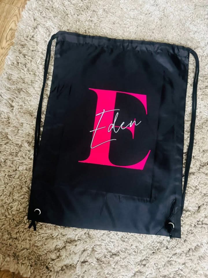 Name and inital drawstring bag
