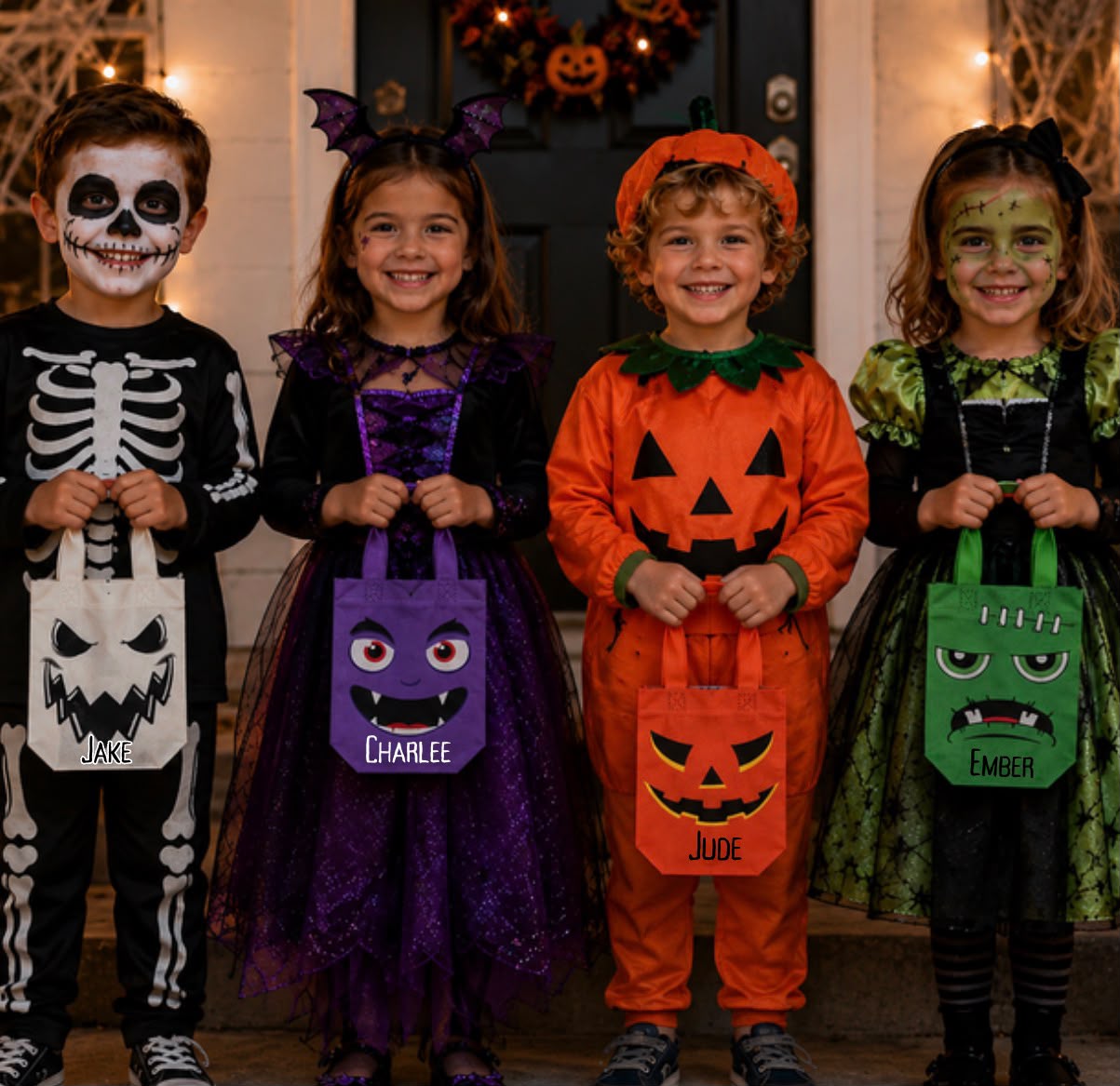 Woven personalised Halloween treat bags