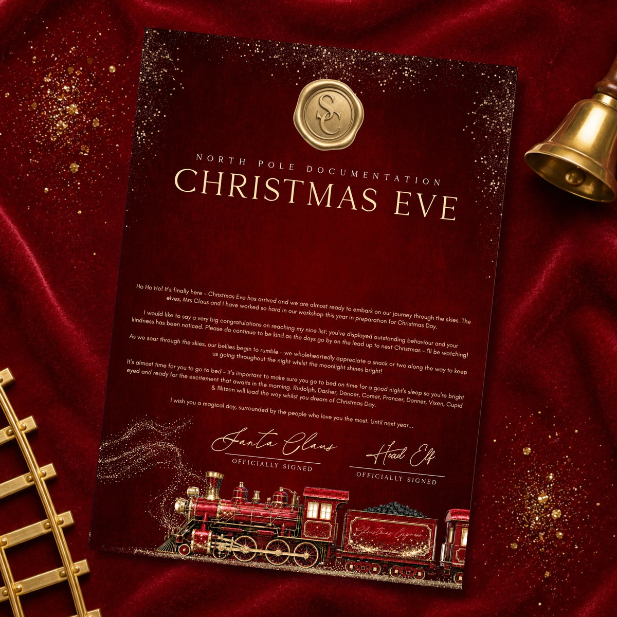 FROM THE NORTH POLE RED CHRISTMAS EVE LETER